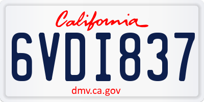 CA license plate 6VDI837