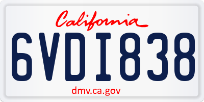 CA license plate 6VDI838