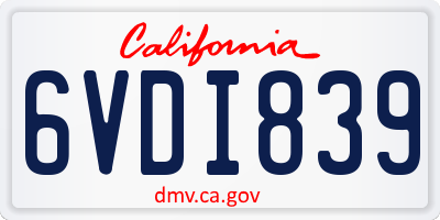 CA license plate 6VDI839