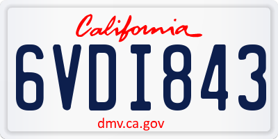 CA license plate 6VDI843