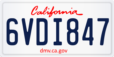CA license plate 6VDI847
