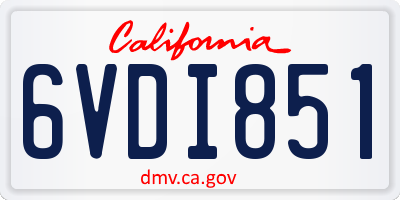 CA license plate 6VDI851