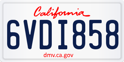 CA license plate 6VDI858