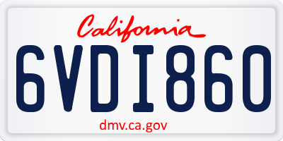 CA license plate 6VDI860
