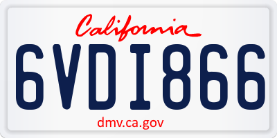 CA license plate 6VDI866