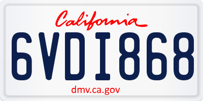 CA license plate 6VDI868