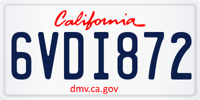 CA license plate 6VDI872