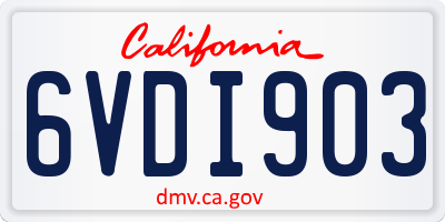 CA license plate 6VDI903