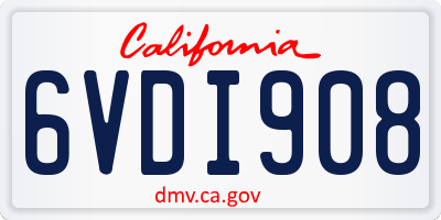 CA license plate 6VDI908