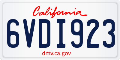 CA license plate 6VDI923