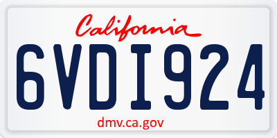 CA license plate 6VDI924