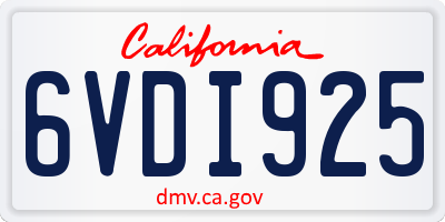 CA license plate 6VDI925