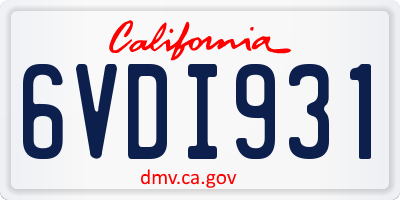 CA license plate 6VDI931