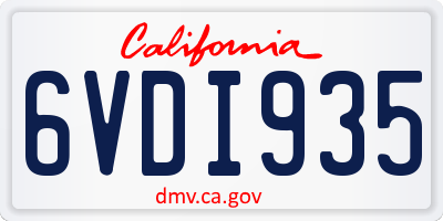 CA license plate 6VDI935