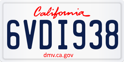 CA license plate 6VDI938