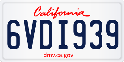 CA license plate 6VDI939