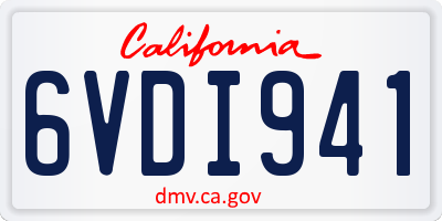 CA license plate 6VDI941