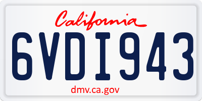 CA license plate 6VDI943