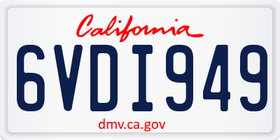 CA license plate 6VDI949