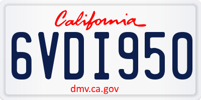 CA license plate 6VDI950