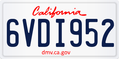CA license plate 6VDI952