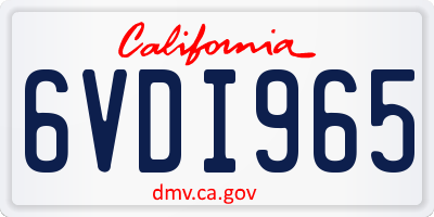 CA license plate 6VDI965