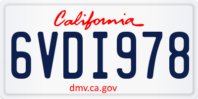 CA license plate 6VDI978