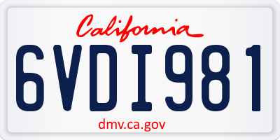 CA license plate 6VDI981