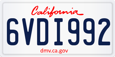 CA license plate 6VDI992