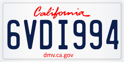 CA license plate 6VDI994