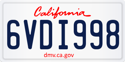 CA license plate 6VDI998