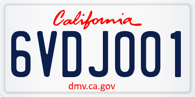 CA license plate 6VDJ001
