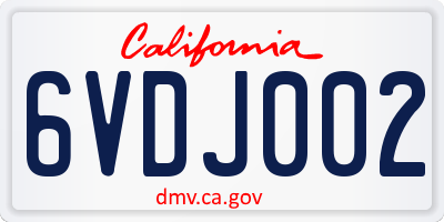 CA license plate 6VDJ002