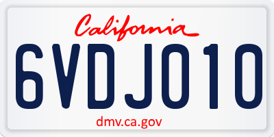 CA license plate 6VDJ010