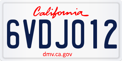 CA license plate 6VDJ012