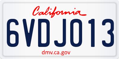 CA license plate 6VDJ013