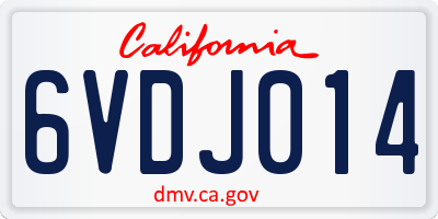 CA license plate 6VDJ014