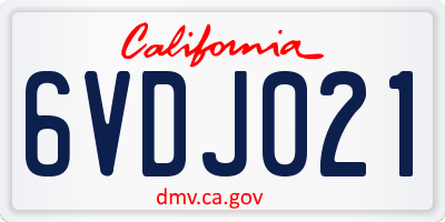 CA license plate 6VDJ021