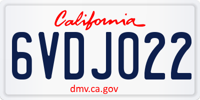 CA license plate 6VDJ022
