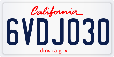 CA license plate 6VDJ030