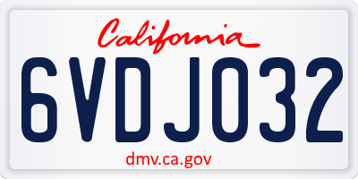 CA license plate 6VDJ032