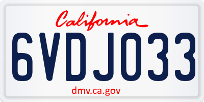 CA license plate 6VDJ033