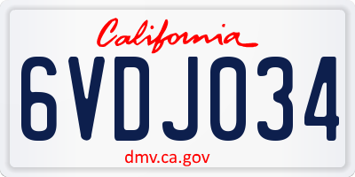 CA license plate 6VDJ034
