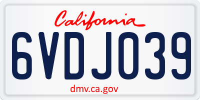 CA license plate 6VDJ039