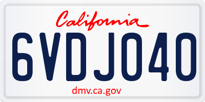 CA license plate 6VDJ040