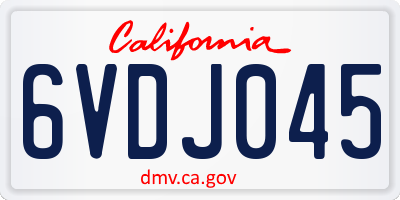 CA license plate 6VDJ045