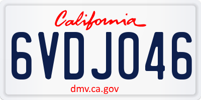 CA license plate 6VDJ046