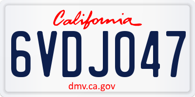 CA license plate 6VDJ047