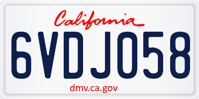 CA license plate 6VDJ058