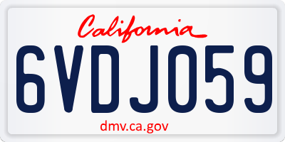 CA license plate 6VDJ059